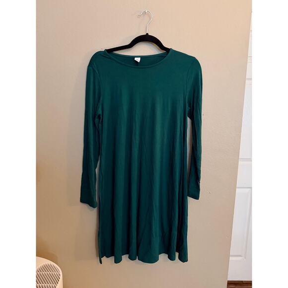 Old Navy Dresses & Skirts - Old Navy Long-Sleeve Jersey-Knit Mini Swing Crew Neckline Dress Green Small EUC